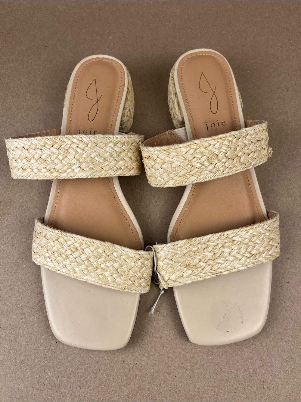 Joie Natural Raffia Woven Double Strap Flat Slide Sandals Size 9 NWOT - Picture 3 of 6